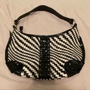 White House, Black Market ~black and white woven pocketbook.